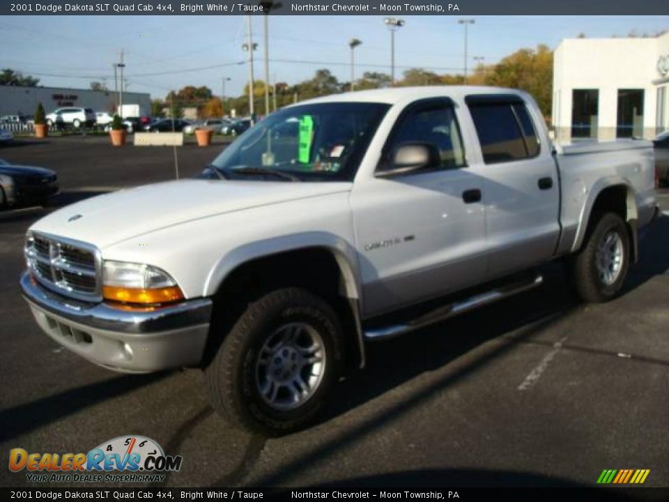 2001 Dodge Dakota SLT Quad Cab 4x4 Bright White / Taupe Photo #7