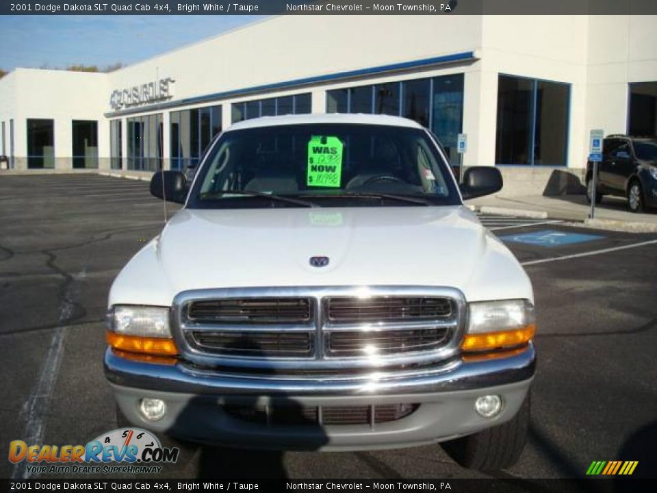 2001 Dodge Dakota SLT Quad Cab 4x4 Bright White / Taupe Photo #8