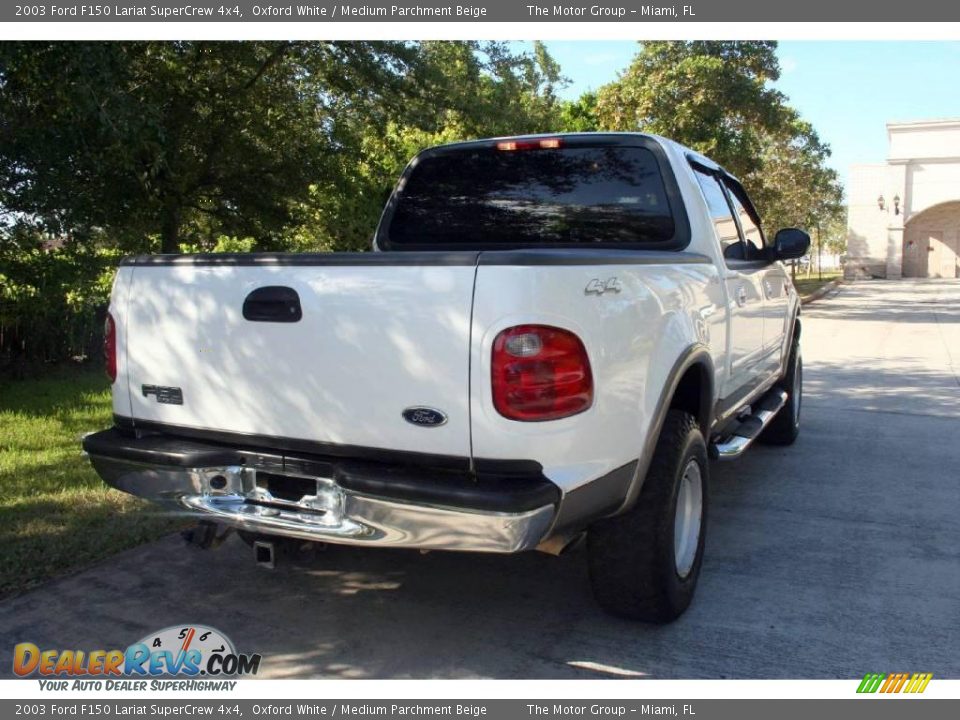 2003 Ford F150 Lariat SuperCrew 4x4 Oxford White / Medium Parchment Beige Photo #7