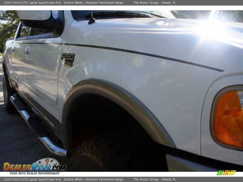 2003 Ford F150 Lariat SuperCrew 4x4 Oxford White / Medium Parchment Beige Photo #15