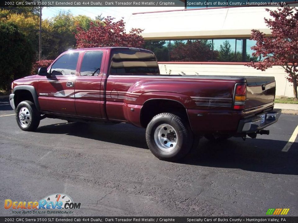 2002 GMC Sierra 3500 SLT Extended Cab 4x4 Dually Dark Toreador Red Metallic / Graphite Photo #3
