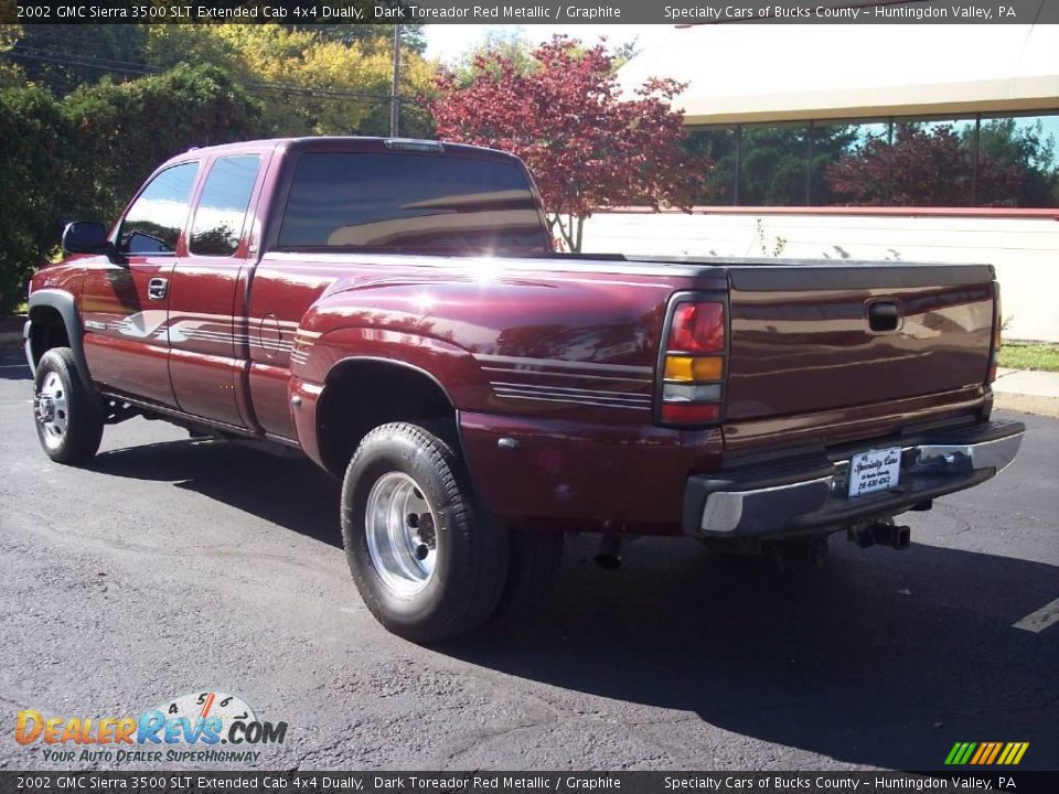 2002 GMC Sierra 3500 SLT Extended Cab 4x4 Dually Dark Toreador Red Metallic / Graphite Photo #4