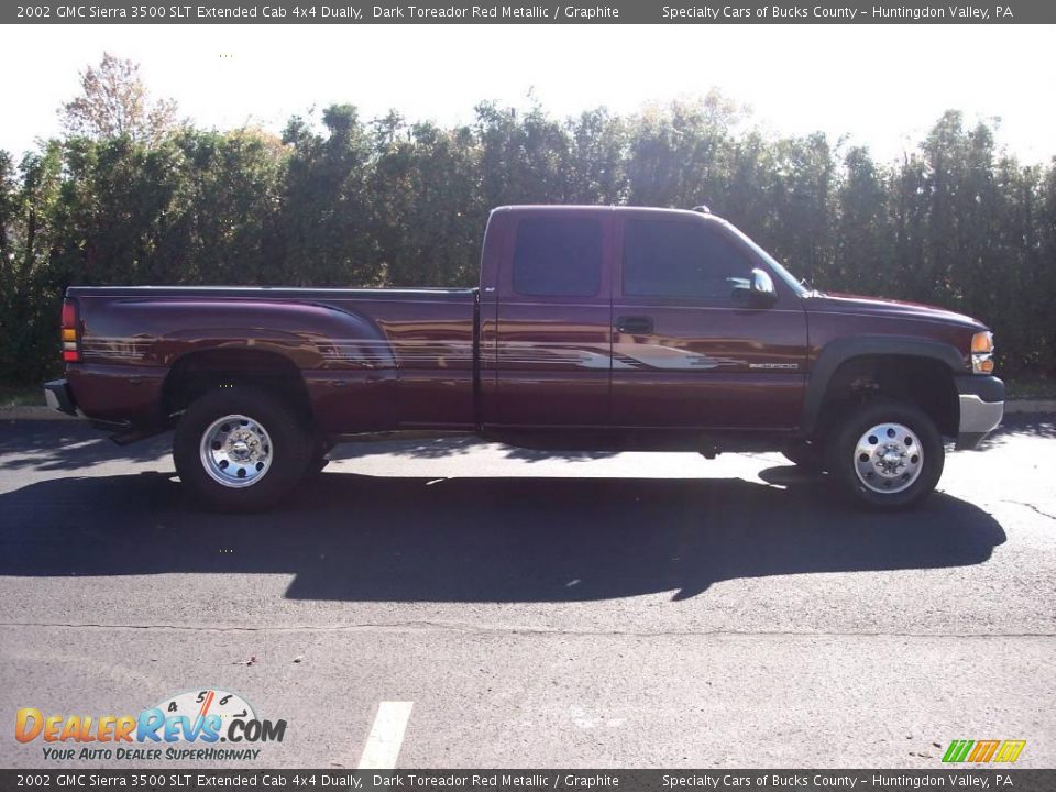 2002 GMC Sierra 3500 SLT Extended Cab 4x4 Dually Dark Toreador Red Metallic / Graphite Photo #11