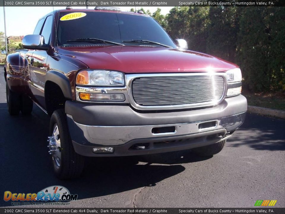 2002 GMC Sierra 3500 SLT Extended Cab 4x4 Dually Dark Toreador Red Metallic / Graphite Photo #16