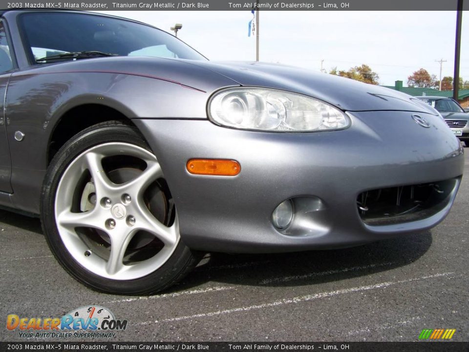 2003 Mazda MX-5 Miata Roadster Titanium Gray Metallic / Dark Blue Photo #2