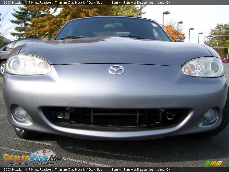 2003 Mazda MX-5 Miata Roadster Titanium Gray Metallic / Dark Blue Photo #3