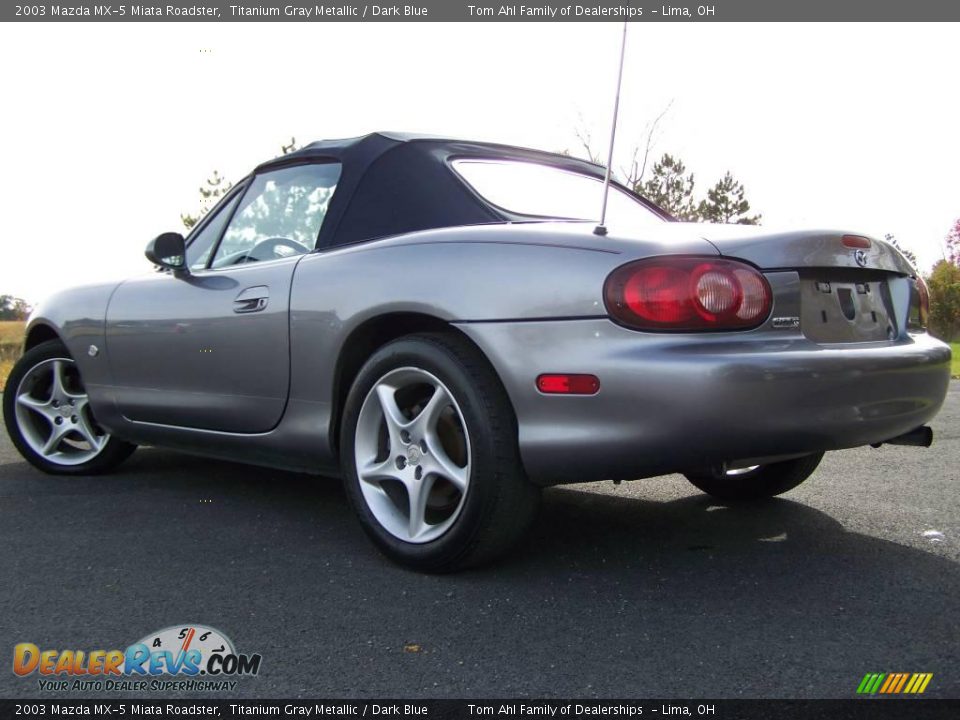 2003 Mazda MX-5 Miata Roadster Titanium Gray Metallic / Dark Blue Photo #4