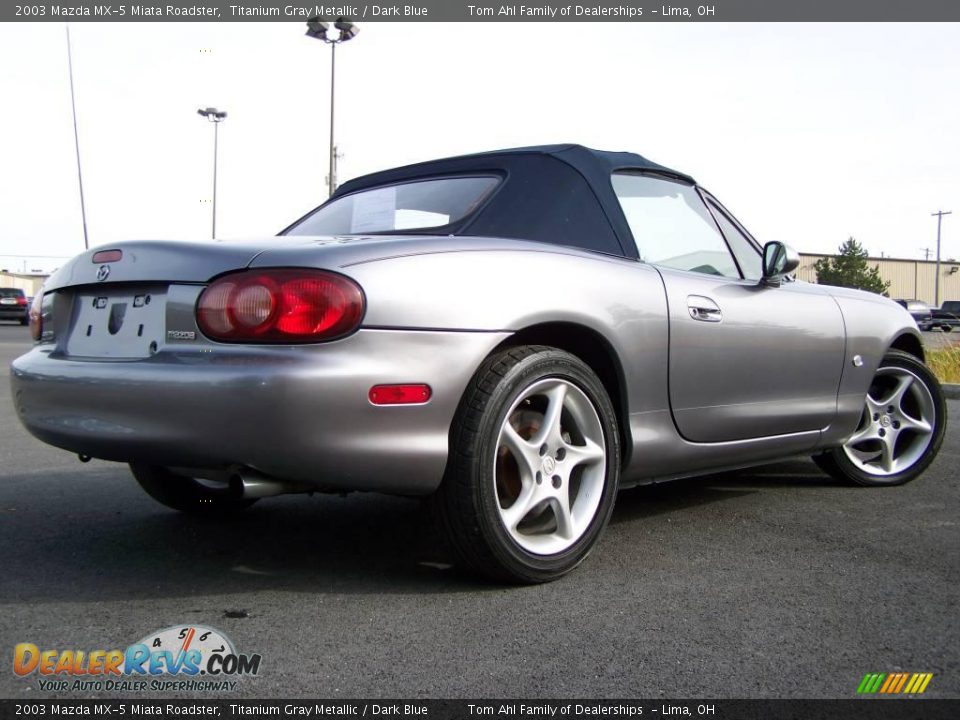 2003 Mazda MX-5 Miata Roadster Titanium Gray Metallic / Dark Blue Photo #7