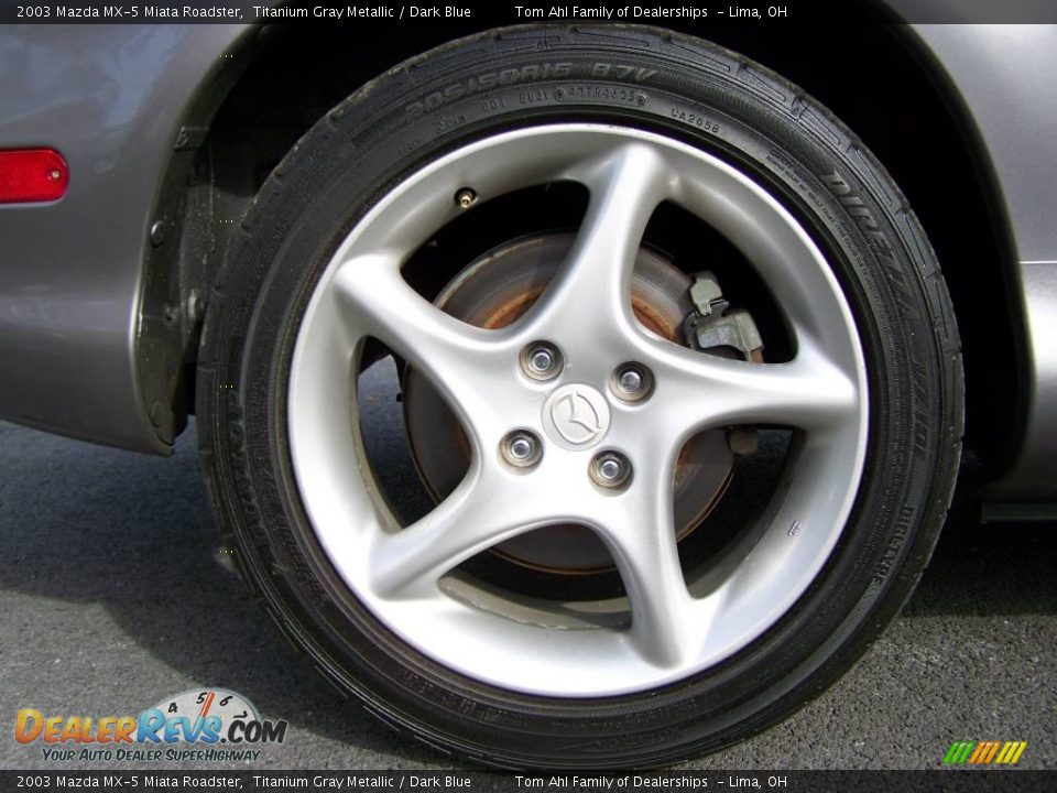 2003 Mazda MX-5 Miata Roadster Titanium Gray Metallic / Dark Blue Photo #8