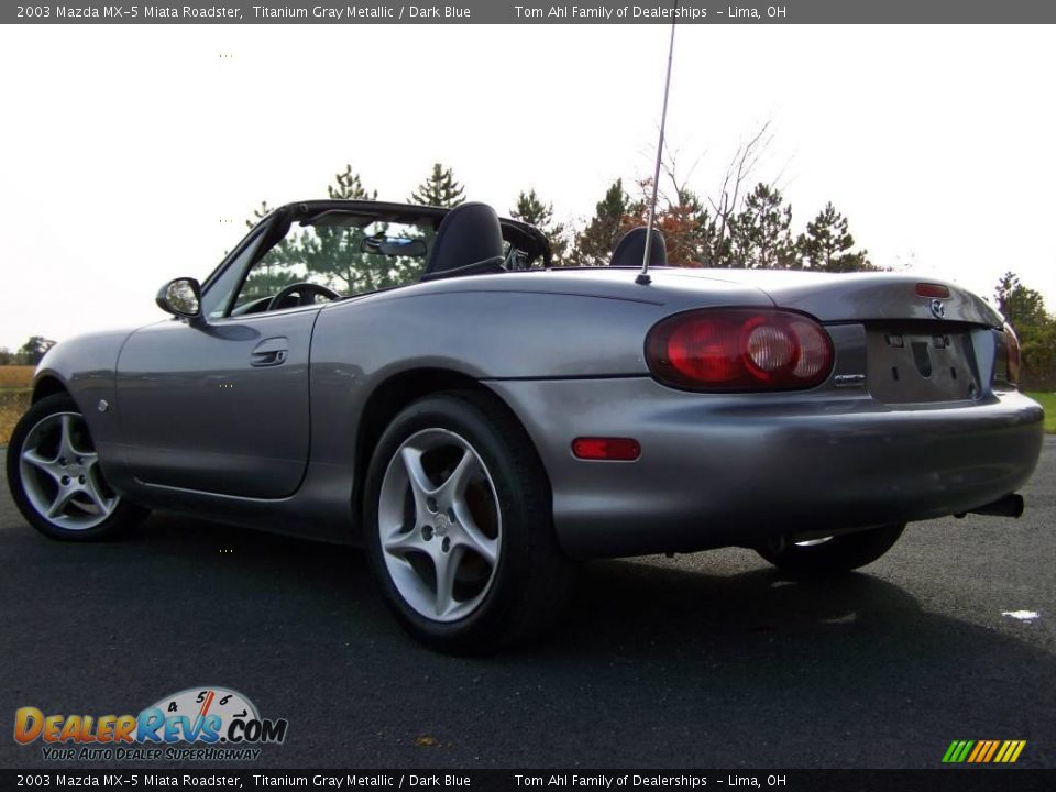 2003 Mazda MX-5 Miata Roadster Titanium Gray Metallic / Dark Blue Photo #10