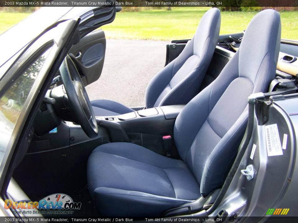 2003 Mazda MX-5 Miata Roadster Titanium Gray Metallic / Dark Blue Photo #11