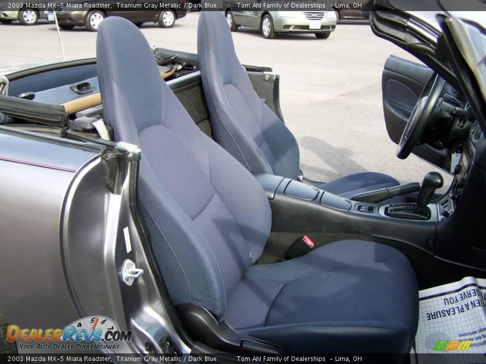 2003 Mazda MX-5 Miata Roadster Titanium Gray Metallic / Dark Blue Photo #12