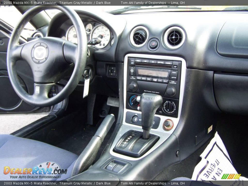 2003 Mazda MX-5 Miata Roadster Titanium Gray Metallic / Dark Blue Photo #13