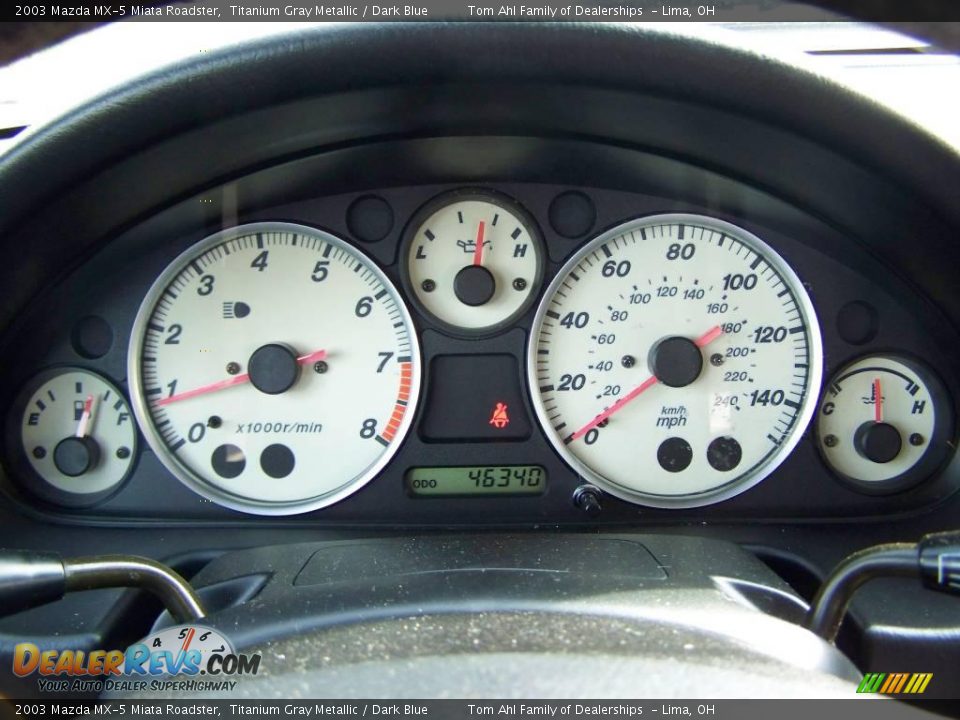 2003 Mazda MX-5 Miata Roadster Titanium Gray Metallic / Dark Blue Photo #15