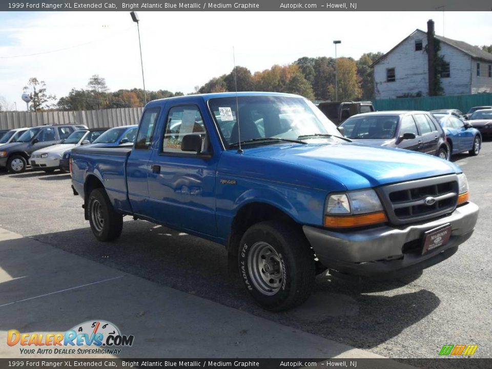 1999 Ford Ranger XL Extended Cab Bright Atlantic Blue Metallic / Medium Graphite Photo #8