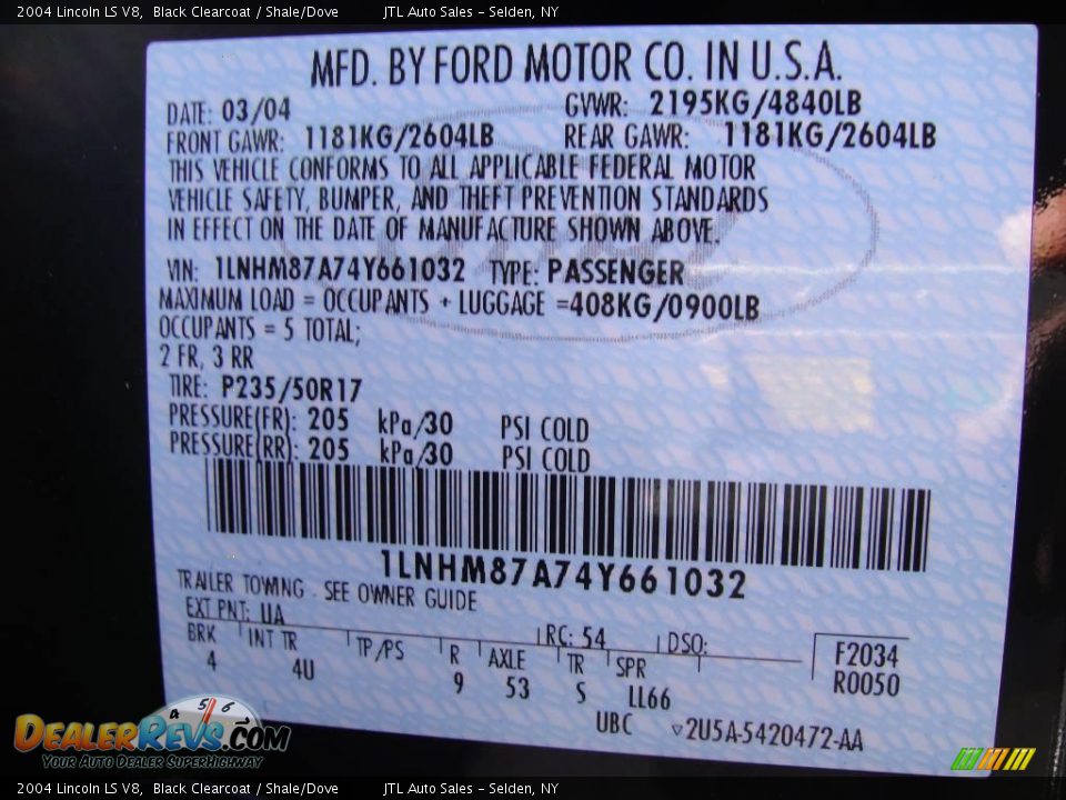 2004 Lincoln LS V8 Black Clearcoat / Shale/Dove Photo #17