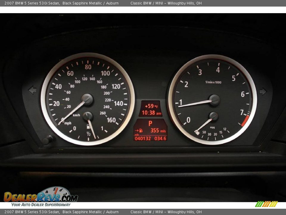2007 BMW 5 Series 530i Sedan Black Sapphire Metallic / Auburn Photo #14