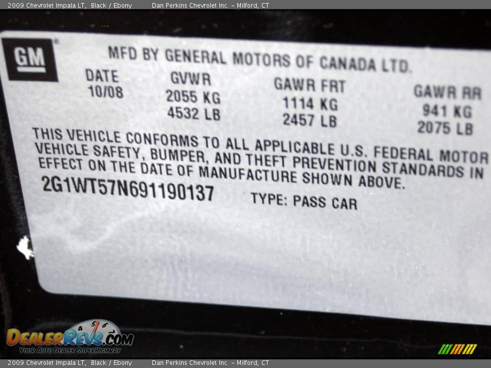 2009 Chevrolet Impala LT Black / Ebony Photo #12