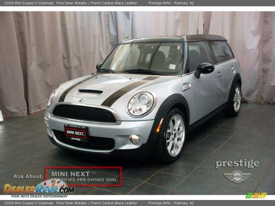 2009 Mini Cooper S Clubman Pure Silver Metallic / Punch Carbon Black Leather Photo #1
