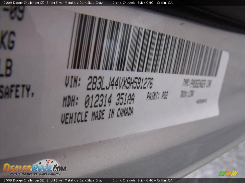 2009 Dodge Challenger SE Bright Silver Metallic / Dark Slate Gray Photo #19