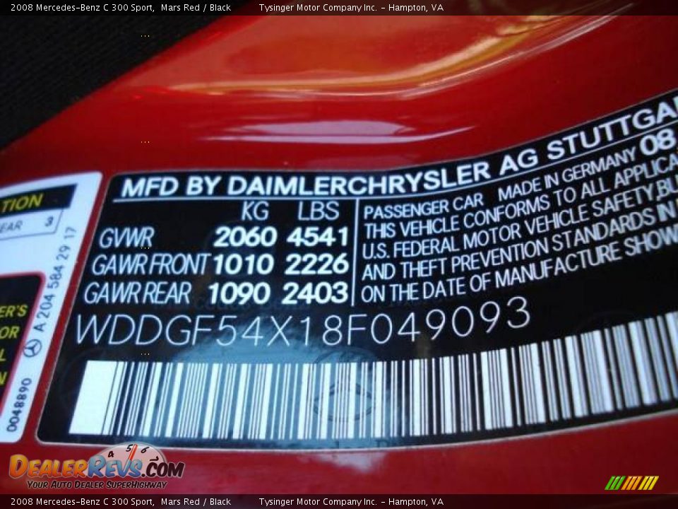 2008 Mercedes-Benz C 300 Sport Mars Red / Black Photo #21