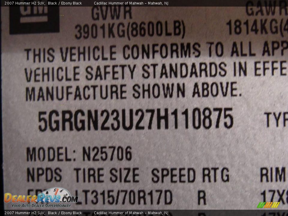 2007 Hummer H2 SUV Black / Ebony Black Photo #31