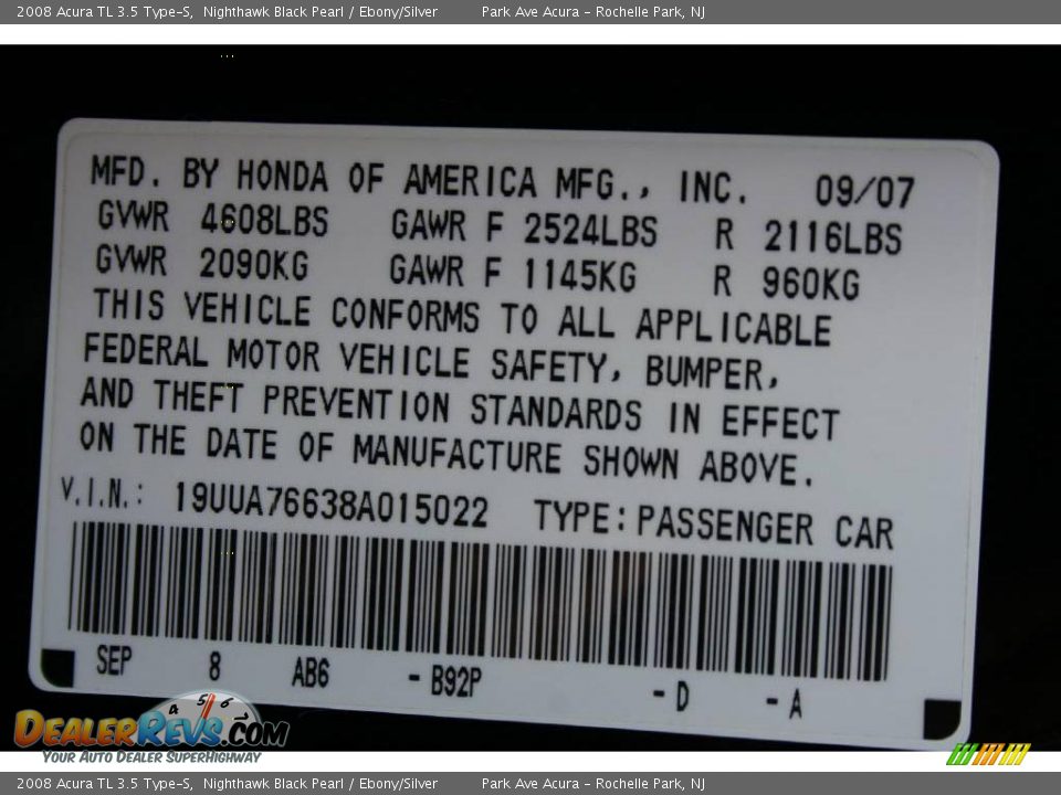 2008 Acura TL 3.5 Type-S Nighthawk Black Pearl / Ebony/Silver Photo #28