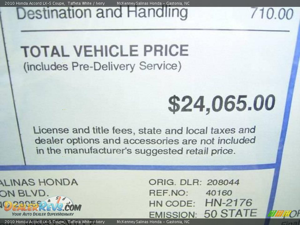 2010 Honda Accord LX-S Coupe Taffeta White / Ivory Photo #17