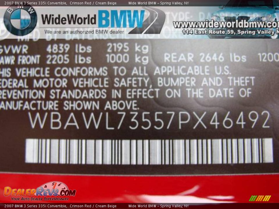 2007 BMW 3 Series 335i Convertible Crimson Red / Cream Beige Photo #15