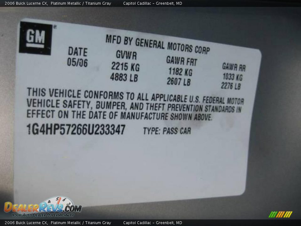 2006 Buick Lucerne CX Platinum Metallic / Titanium Gray Photo #19