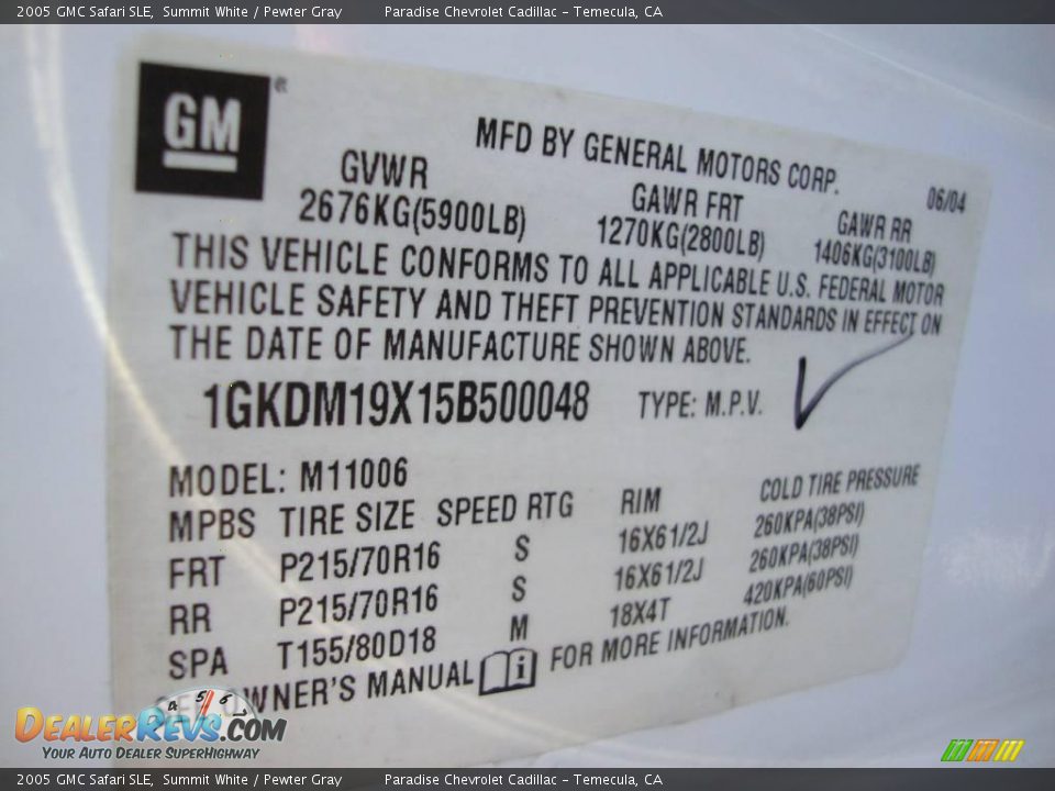 2005 GMC Safari SLE Summit White / Pewter Gray Photo #5
