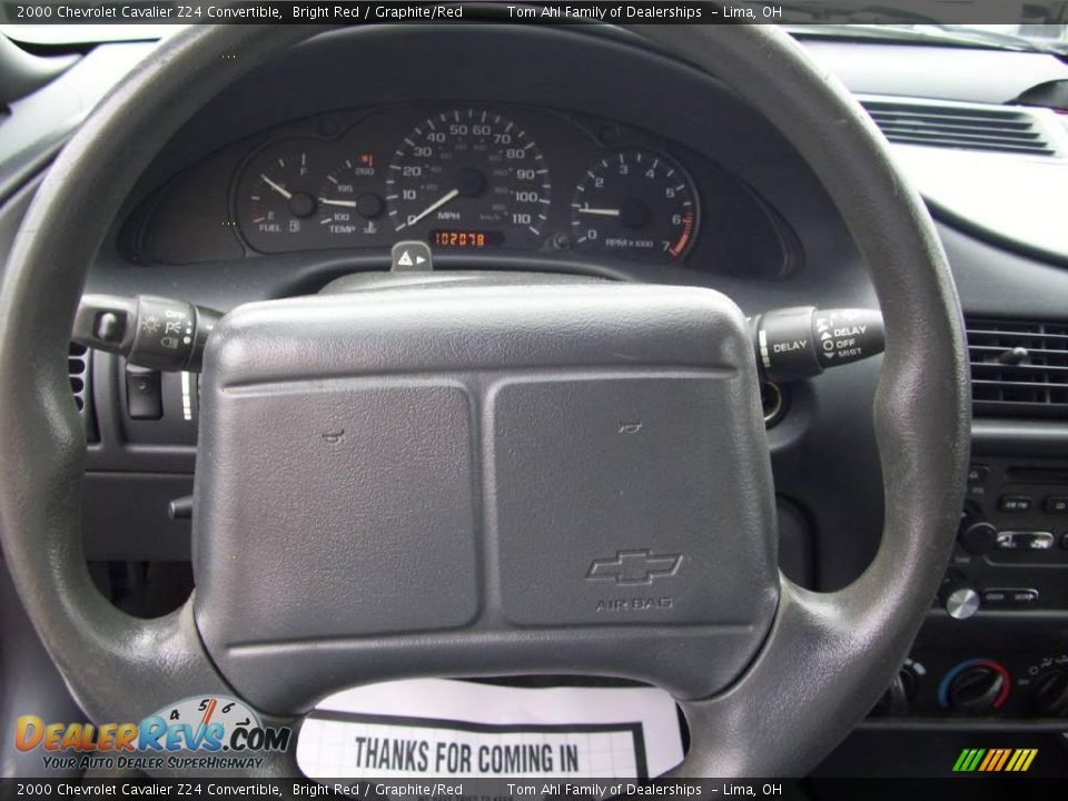 2000 Chevrolet Cavalier Z24 Convertible Bright Red / Graphite/Red Photo #17