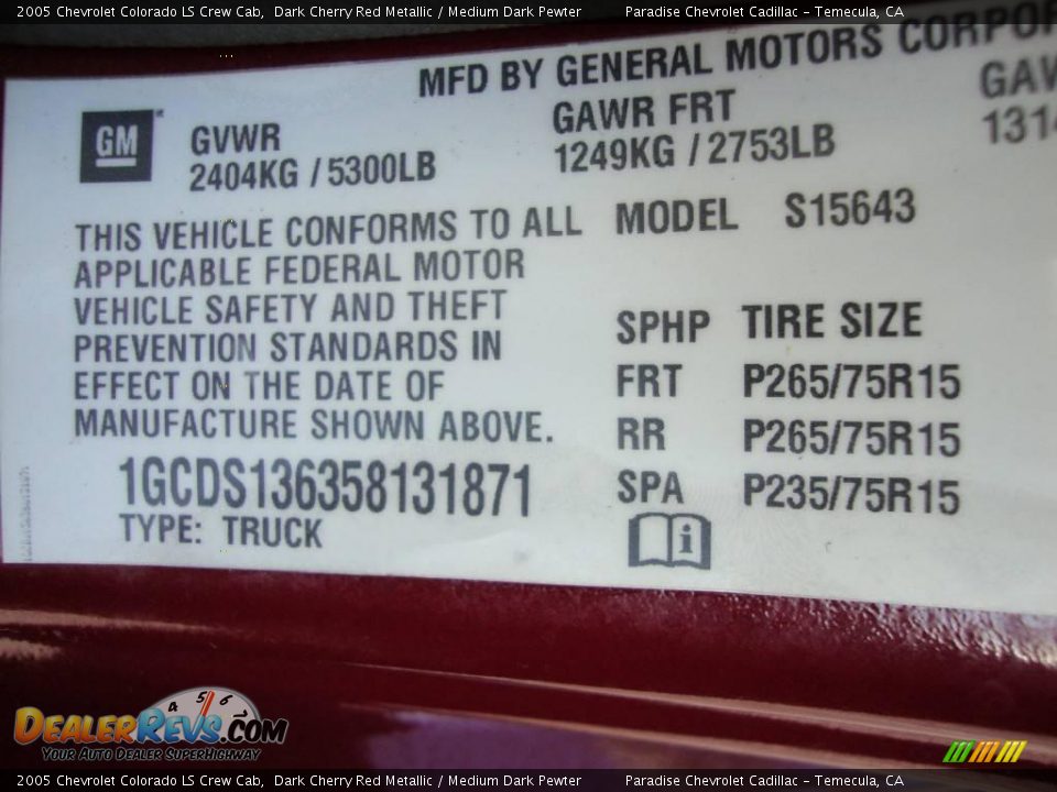2005 Chevrolet Colorado LS Crew Cab Dark Cherry Red Metallic / Medium Dark Pewter Photo #5