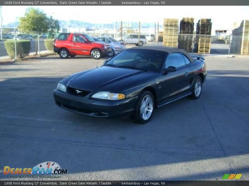 1998 Ford Mustang GT Convertible Dark Green Satin Metallic / Saddle Photo #1