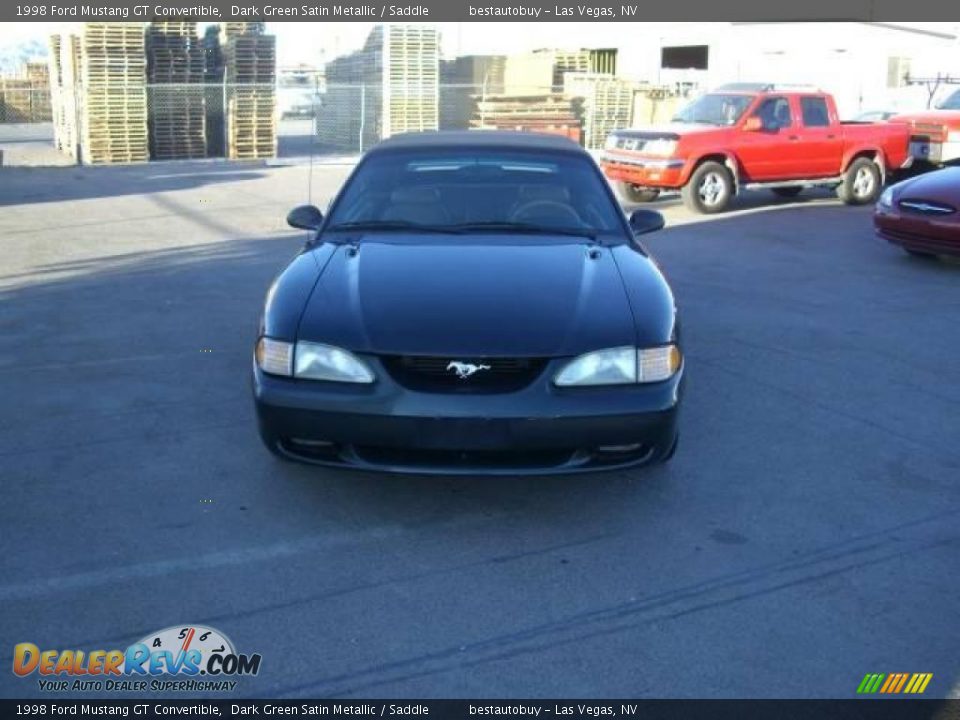 1998 Ford Mustang GT Convertible Dark Green Satin Metallic / Saddle Photo #2