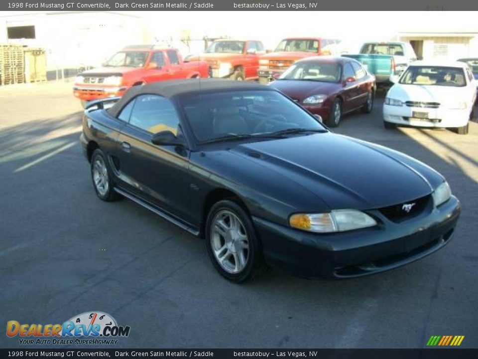 1998 Ford Mustang GT Convertible Dark Green Satin Metallic / Saddle Photo #3