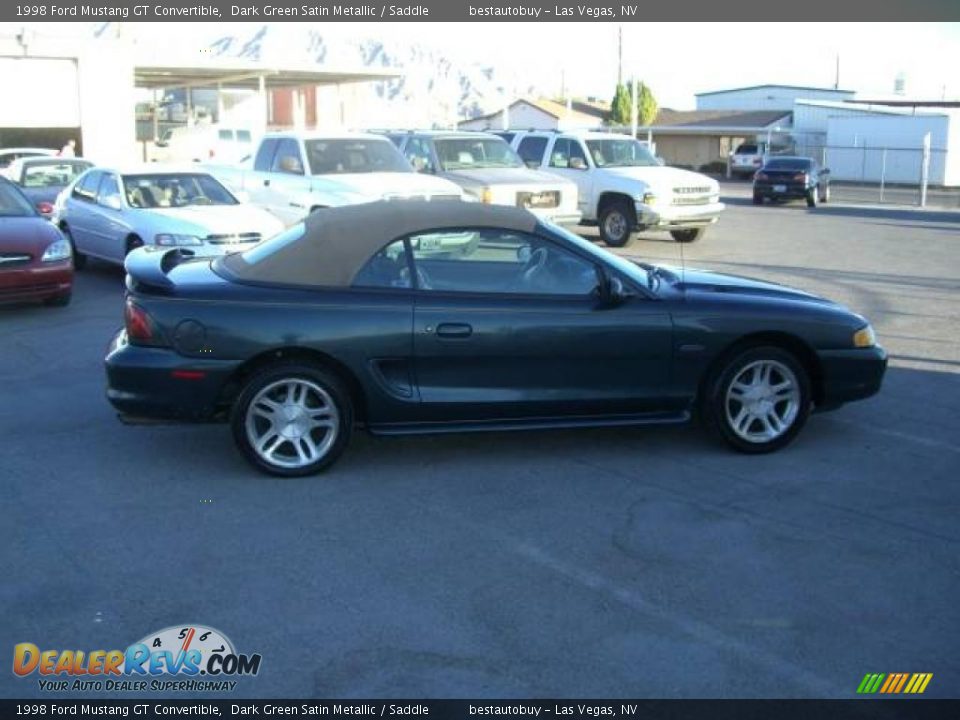 1998 Ford Mustang GT Convertible Dark Green Satin Metallic / Saddle Photo #4