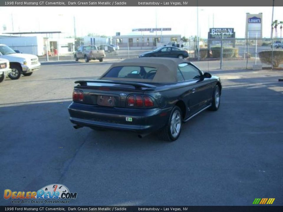 1998 Ford Mustang GT Convertible Dark Green Satin Metallic / Saddle Photo #5