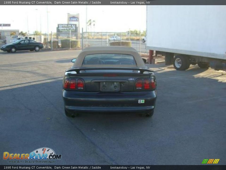 1998 Ford Mustang GT Convertible Dark Green Satin Metallic / Saddle Photo #6