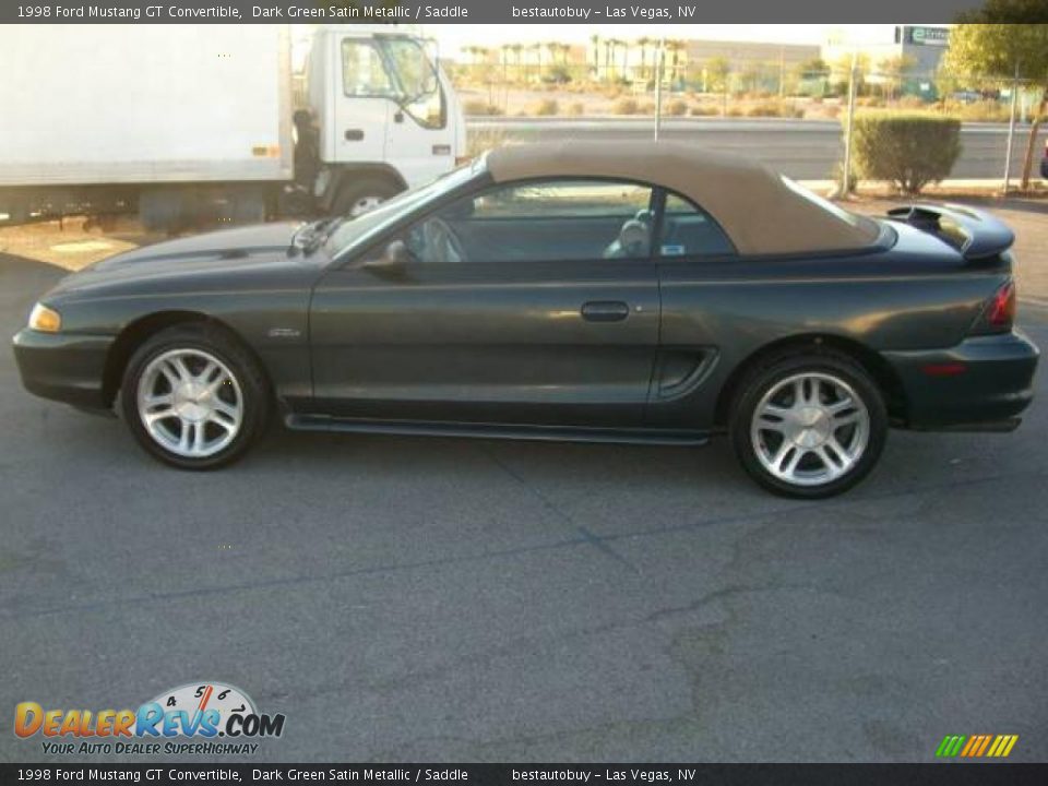 1998 Ford Mustang GT Convertible Dark Green Satin Metallic / Saddle Photo #8