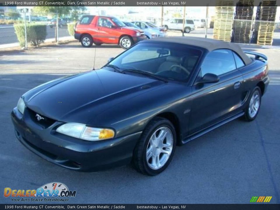 1998 Ford Mustang GT Convertible Dark Green Satin Metallic / Saddle Photo #9