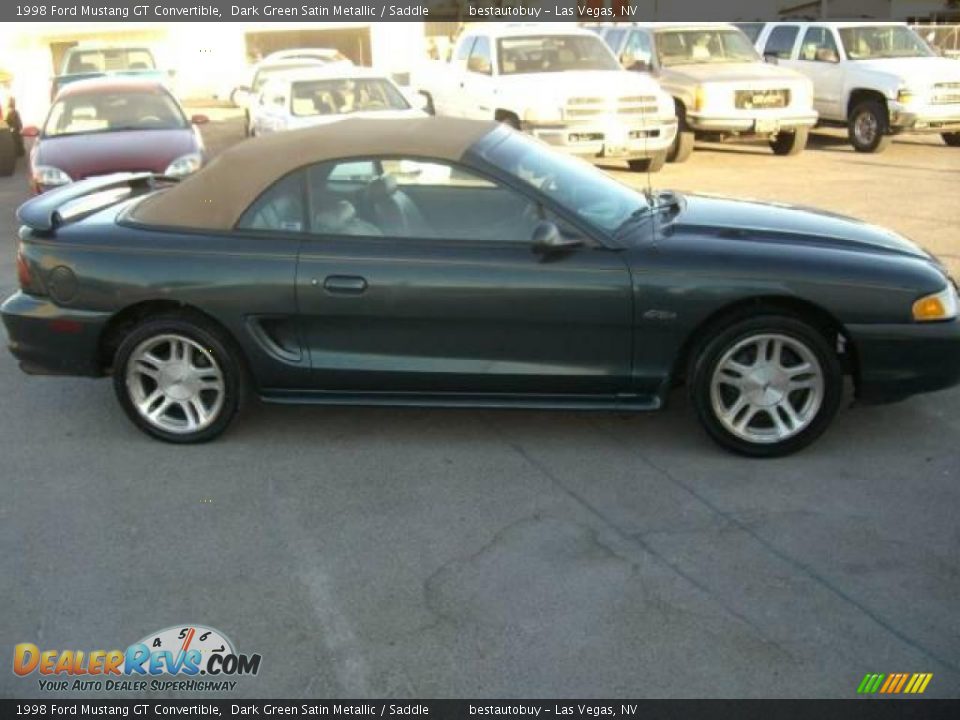 1998 Ford Mustang GT Convertible Dark Green Satin Metallic / Saddle Photo #12