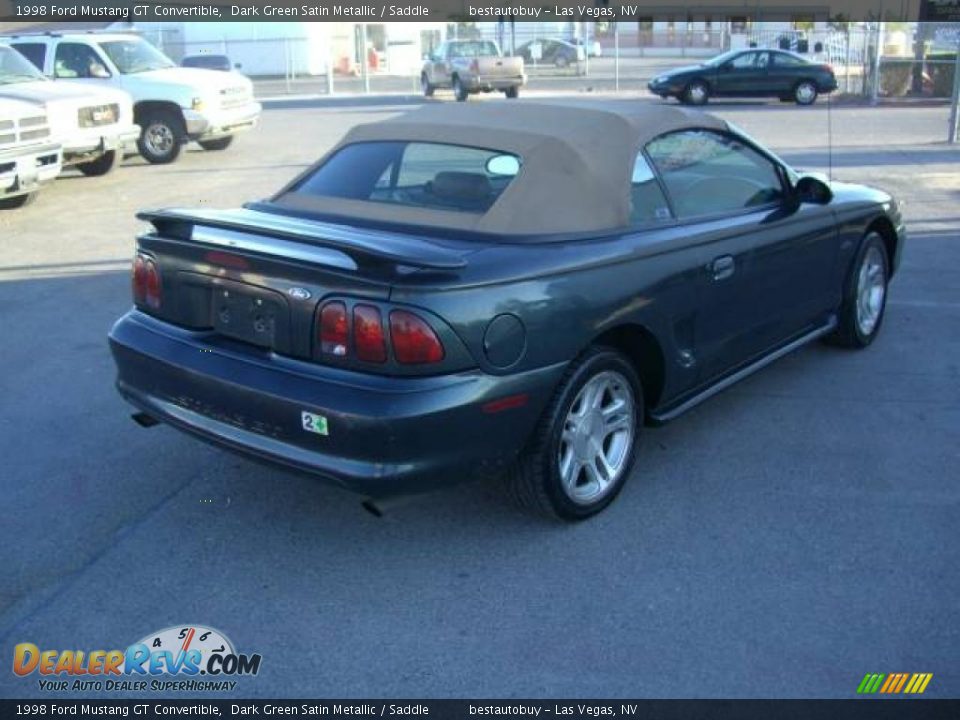 1998 Ford Mustang GT Convertible Dark Green Satin Metallic / Saddle Photo #13