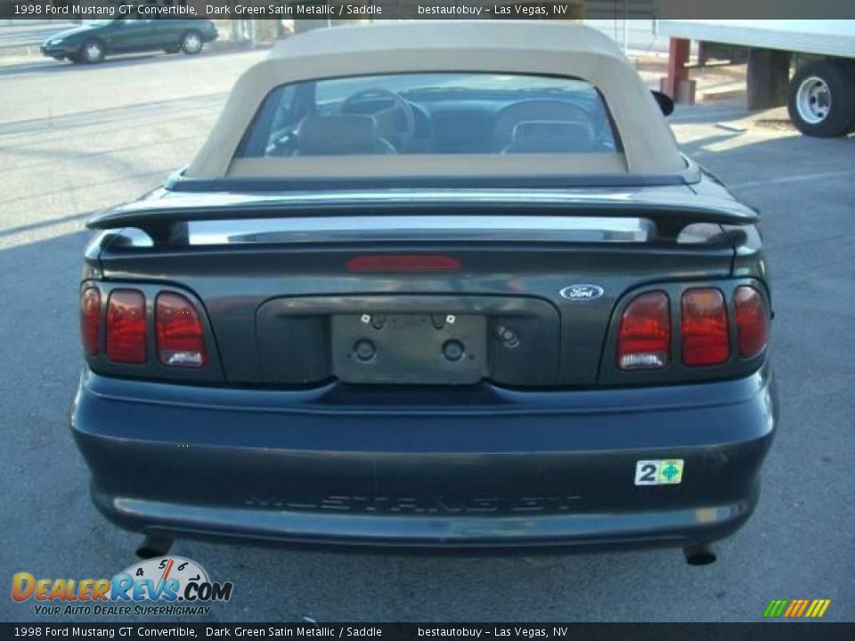 1998 Ford Mustang GT Convertible Dark Green Satin Metallic / Saddle Photo #14