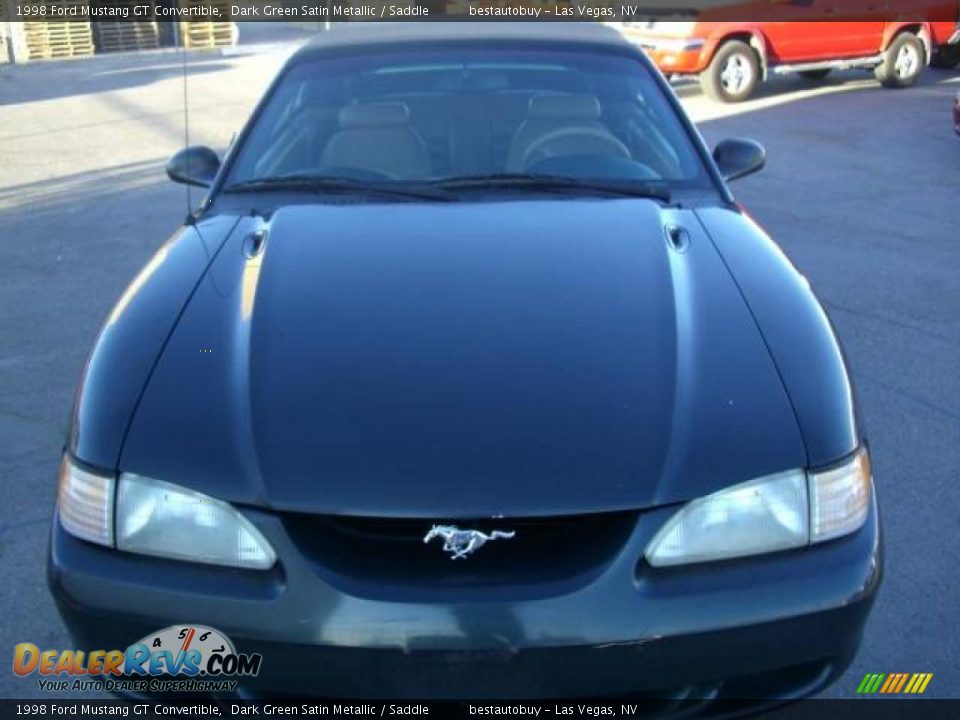 1998 Ford Mustang GT Convertible Dark Green Satin Metallic / Saddle Photo #15