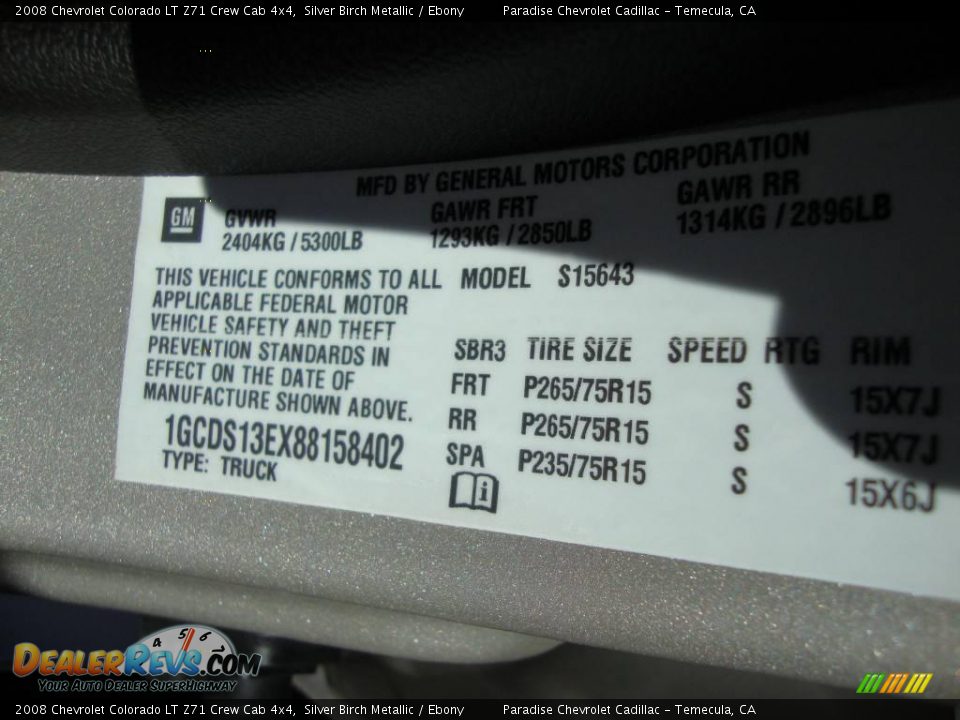 2008 Chevrolet Colorado LT Z71 Crew Cab 4x4 Silver Birch Metallic / Ebony Photo #5