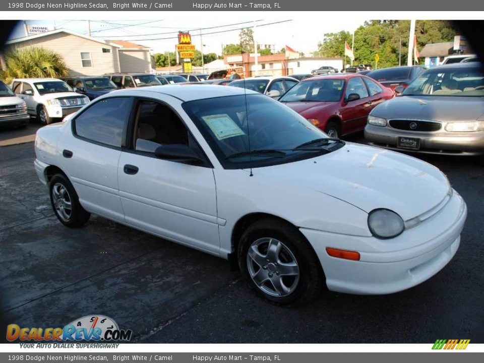 1998 Dodge Neon Highline Sedan Bright White / Camel Photo #1