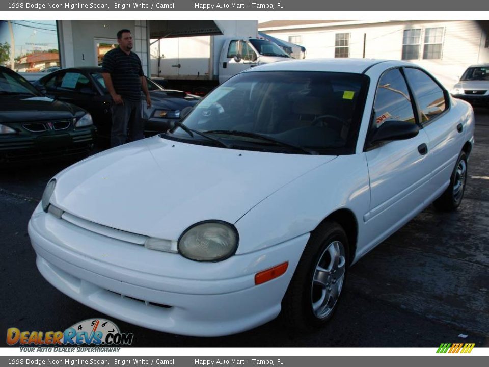 1998 Dodge Neon Highline Sedan Bright White / Camel Photo #3