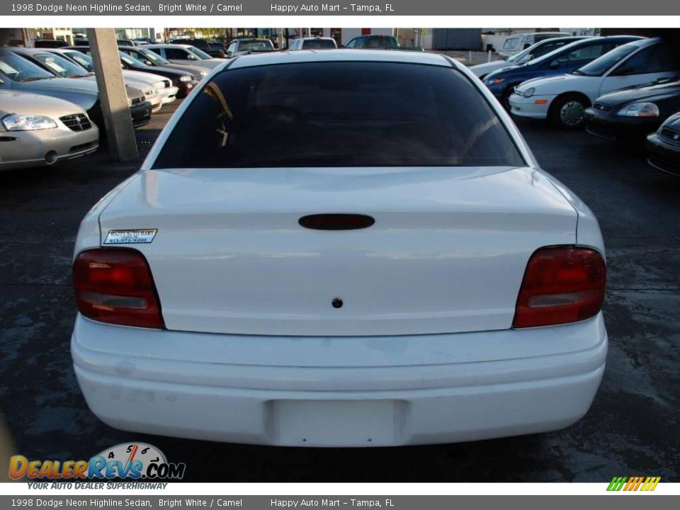 1998 Dodge Neon Highline Sedan Bright White / Camel Photo #6