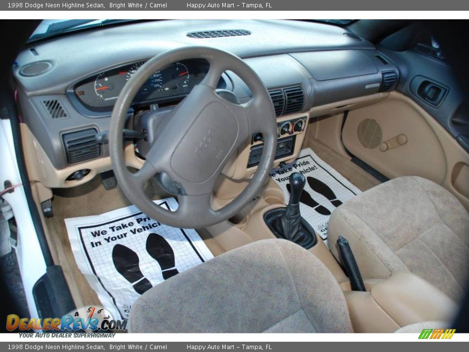 1998 Dodge Neon Highline Sedan Bright White / Camel Photo #10